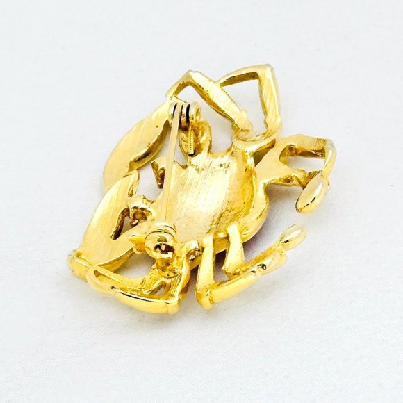 Crab Brooch Gold Tone w/Red Metallic Shell - Picture 5 of 6